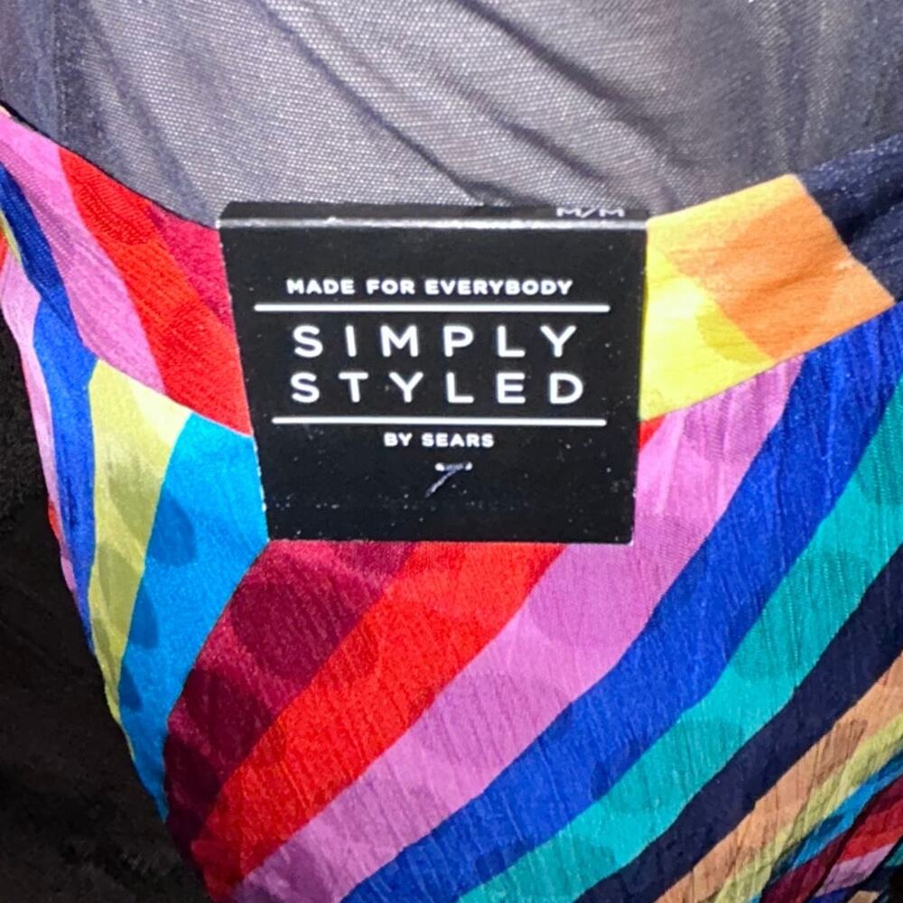 Simply Styled Rainbow Pleated Long Asymmetrical  Skirt, Size M Regular - Picture 7 of 9